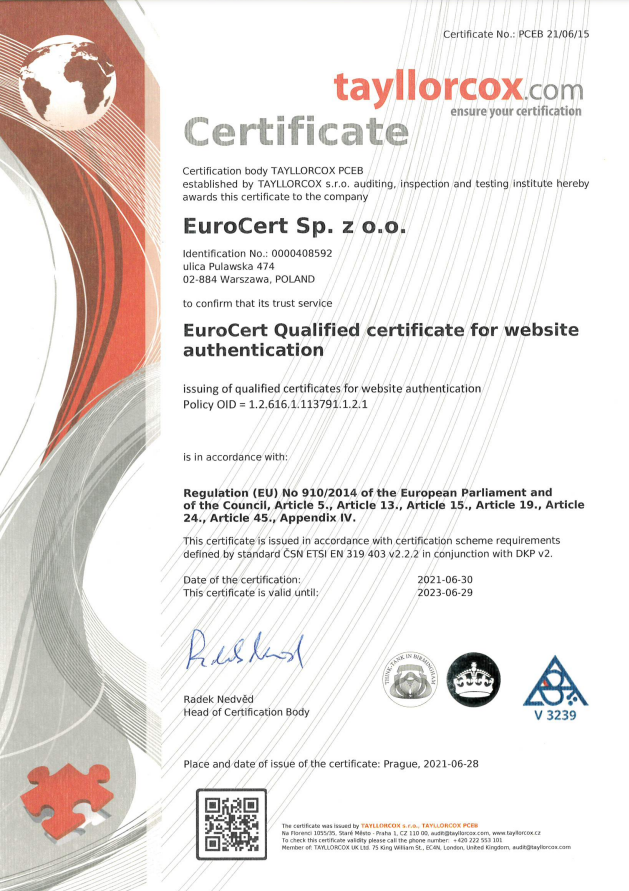 certificate for website authentication