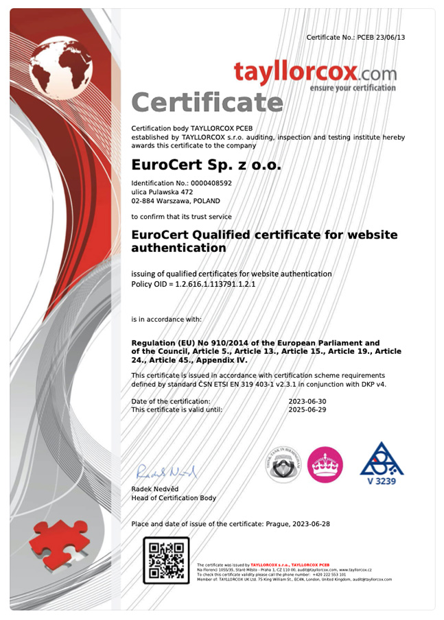 certificate for website authentication
