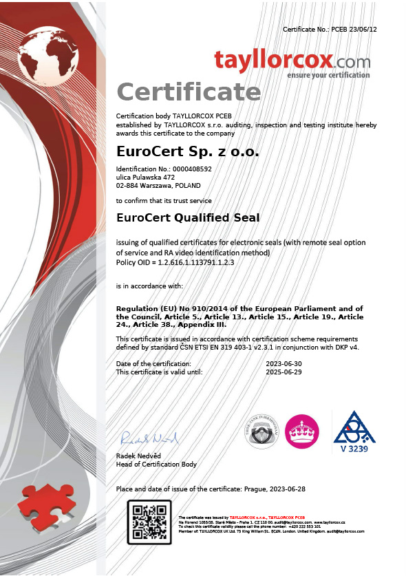 qualified signature for electronic seals