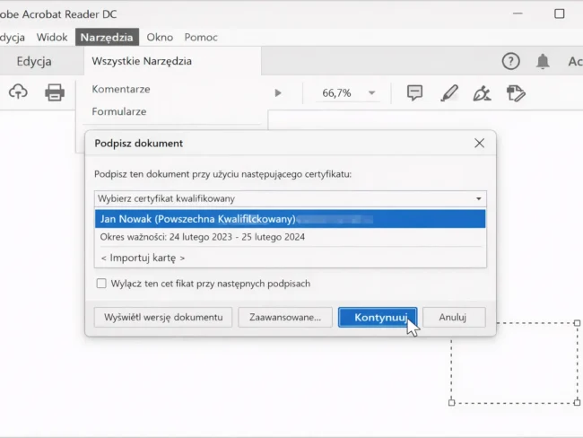 Kwalifikowany podpis elektroniczny do Adobe Reader